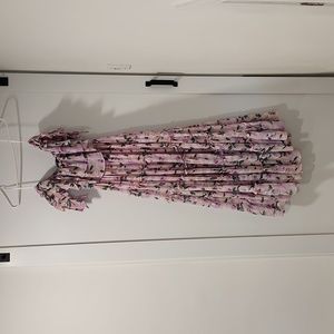 Small Lulus Chance For Us Blush Floral Off-The-Shoulder Ruffled Maxi Dress